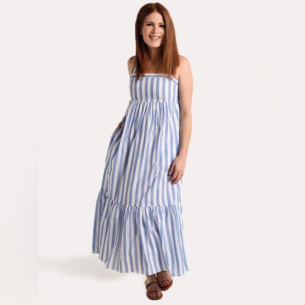 English Factory Blue and White Striped Dress